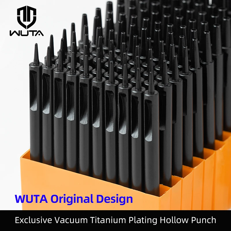 WUTA placcatura in pelle di titanio Hollow Punching Tool Set Round Hole Puncher artigianato fai da te per cinturino in pelle, tessuto, plastica,