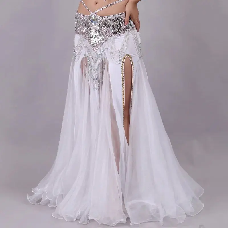 

Sexy Low Waisted Split Me Dance Skirt Alluring Me Net Gown Low Waist Design for Dancers Faionable Women's Skirt