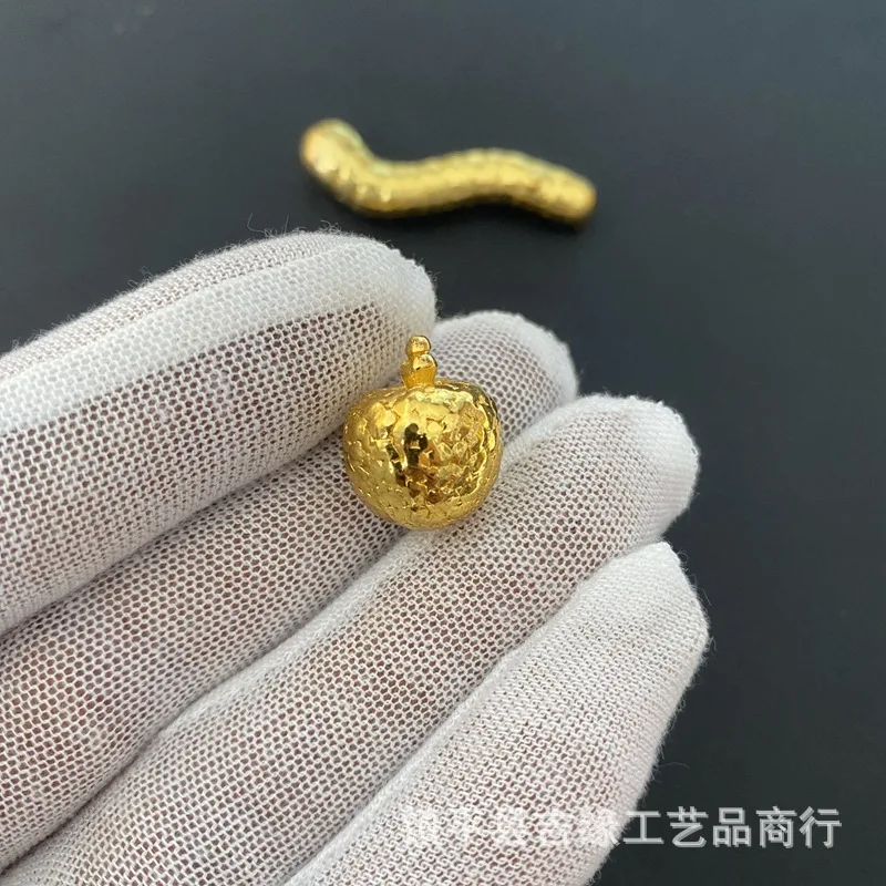 Antique golden solid melon seed ornaments for home and office, gift items, decorative pieces, golden peanut-shaped desktop fruit