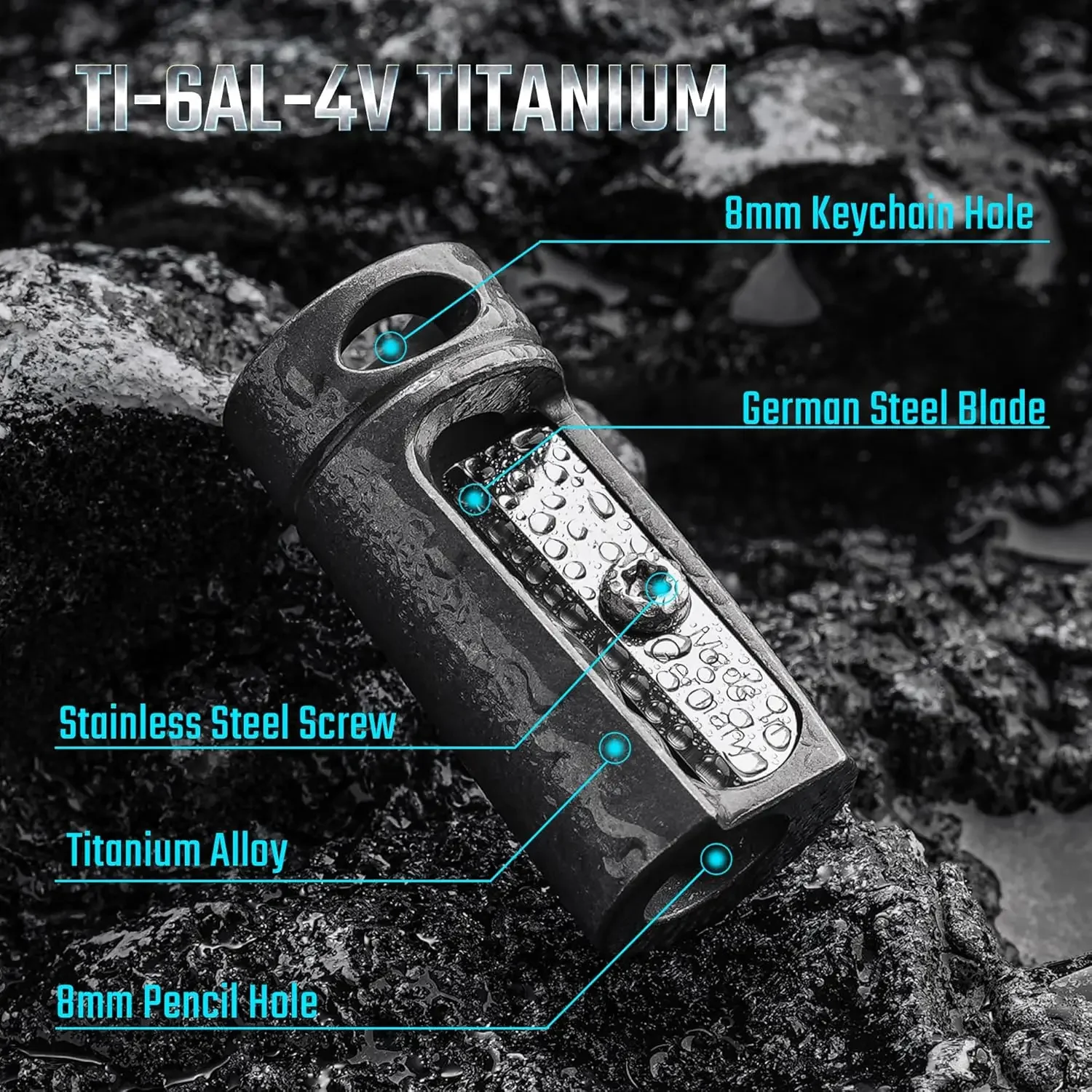 KeyUnity KT00 Titanium Alloy Handheld Pencil Sharpener, German Steel Blade