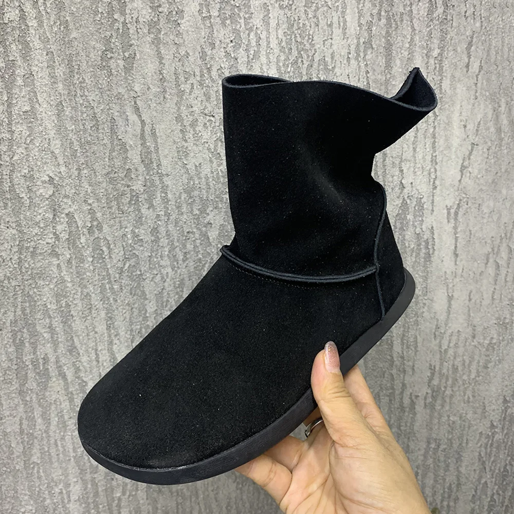 Fashion Leather Boots Autumn/Winter Snow Boots Warm Fur Ankel Boots Antislip Casual Flat Women Shoes Plush Boots Plus Size