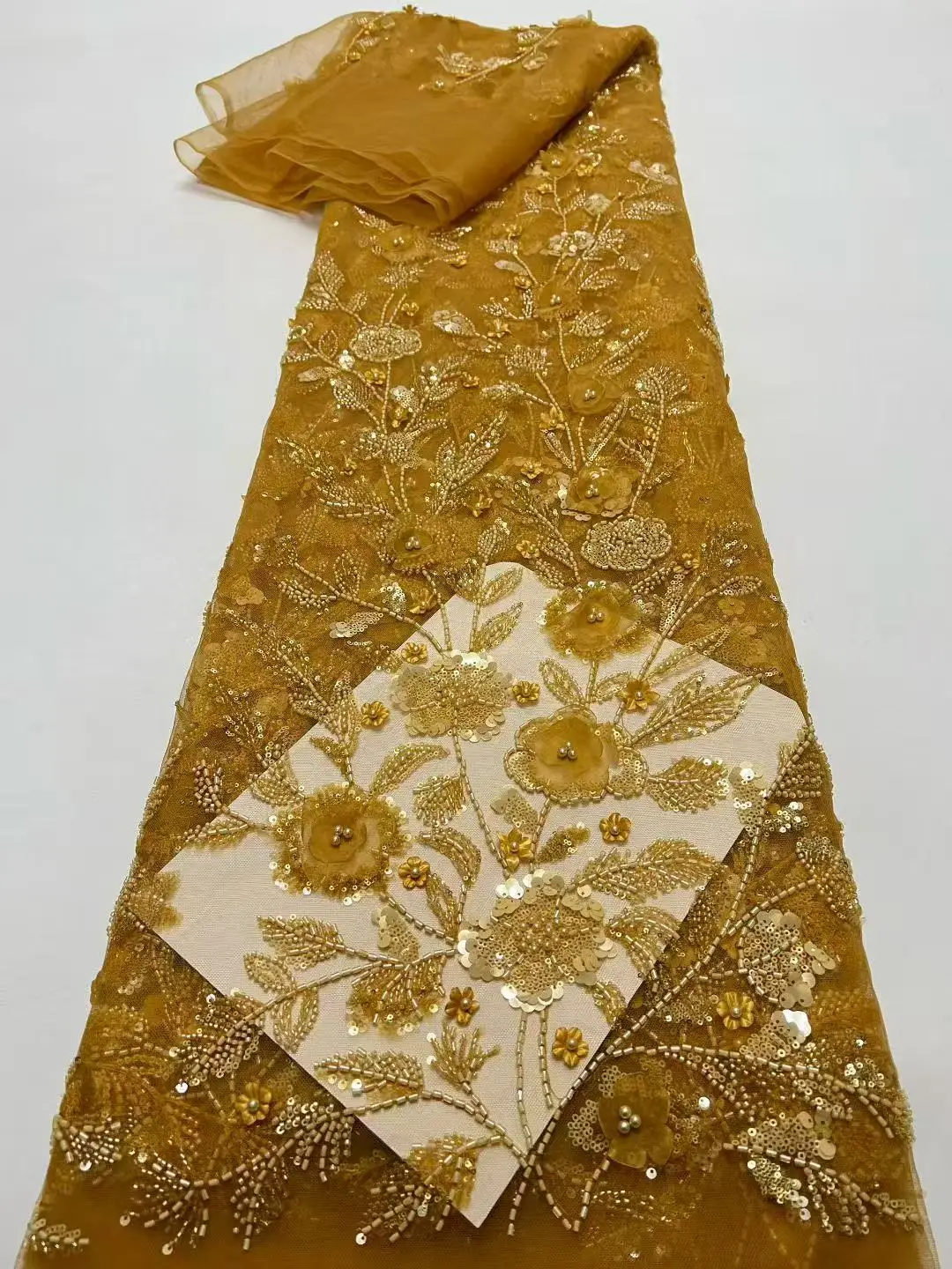 

Африканское 3D-кружево с цветочным узором и бисером, французское нигерийское кружево с пайетками 2026 года для свадебных и праздничных платьев