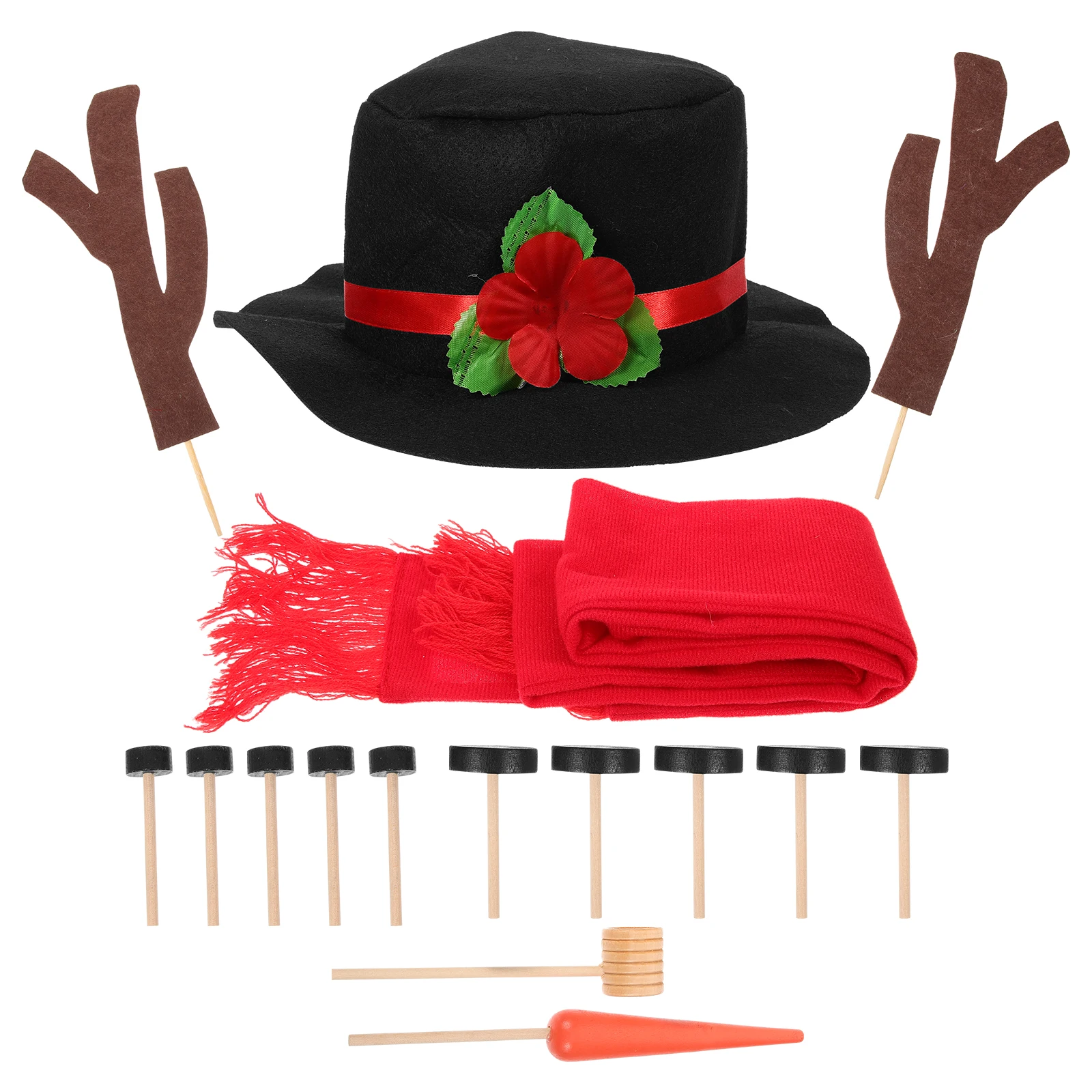 

16pcs Kit Cloth Snowman Building Kit Wood Christmas Decoration Set For Family Activity Build Your Snowman