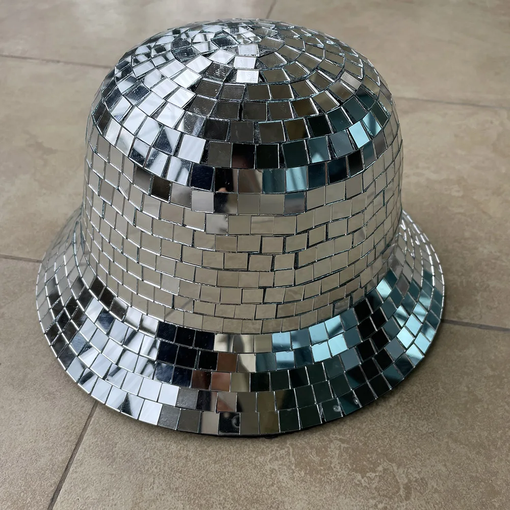 

Серебряные зеркальные шляпы для Хэллоуин-вечеринок, реквизит для сценических выступлений, аксессуары для танцевальных клубов и карнавальных вечеринок, 2025