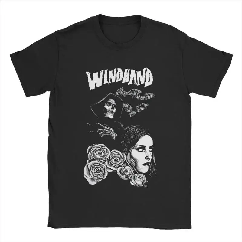 

Мужская футболка с черепом и розой, забавная рубашка с круглым воротником