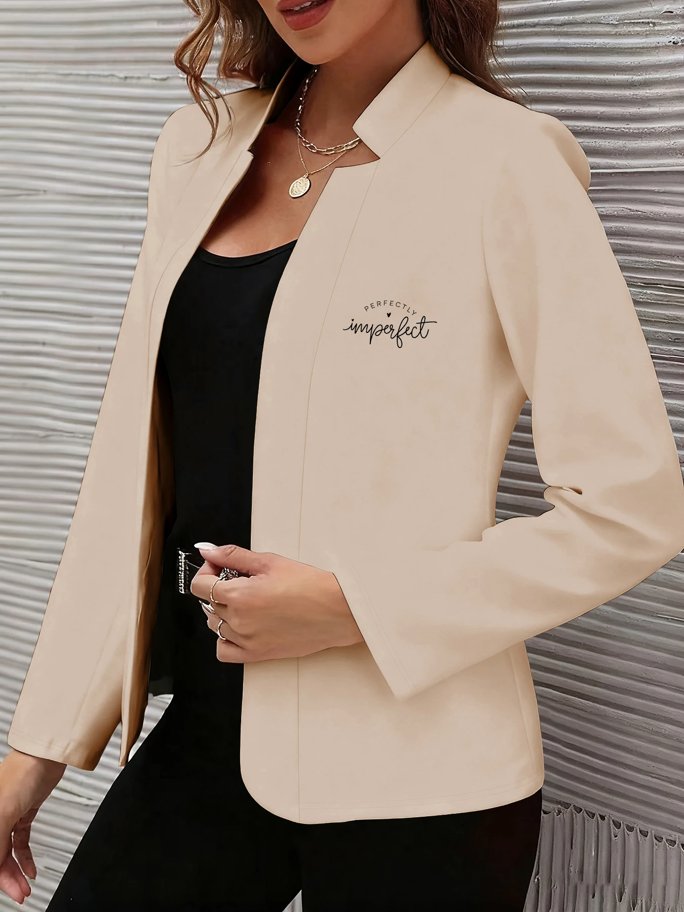 

European and American Style Spring and Autumn Casual Jacket, a Must-Have for Trendy Women, Women's Cardigan Jacket, Women's Fashionable Blazer Jacket, Women's Slim-Fit Cardigan, Long-Sleeve Style, Suitable for Spring and Autumn, Machine Washable, Casual W