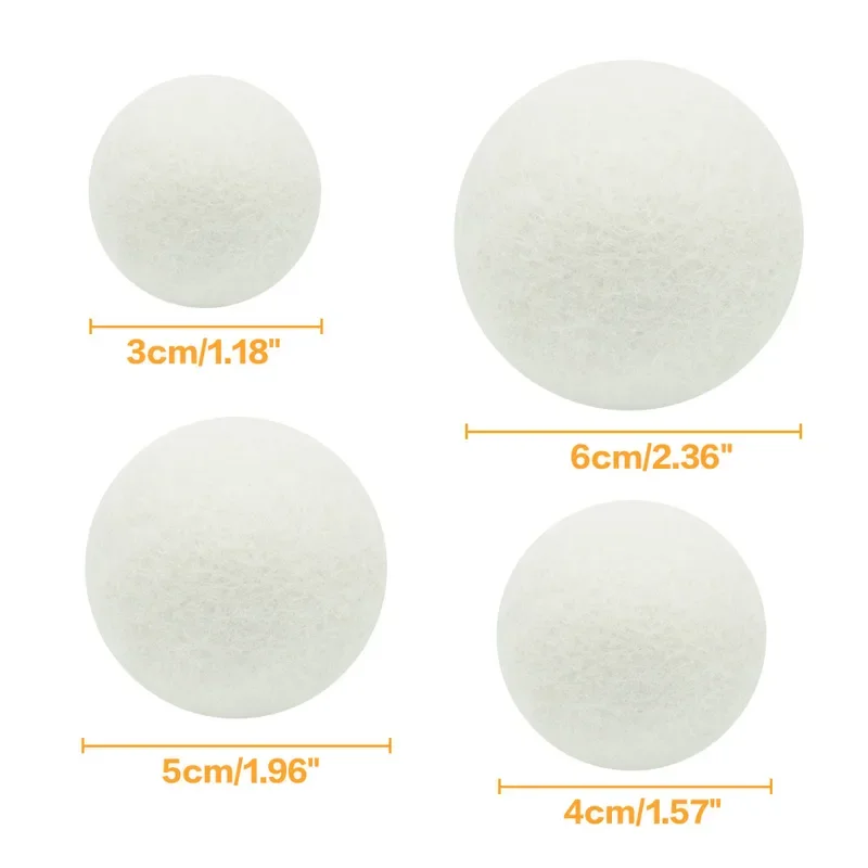 6Pcs Reusable Wool Dryer Balls Softener Laundry Home Washing 4/5/6cm Fleece Dry Kit Ball Useful Washing Machine Accessories