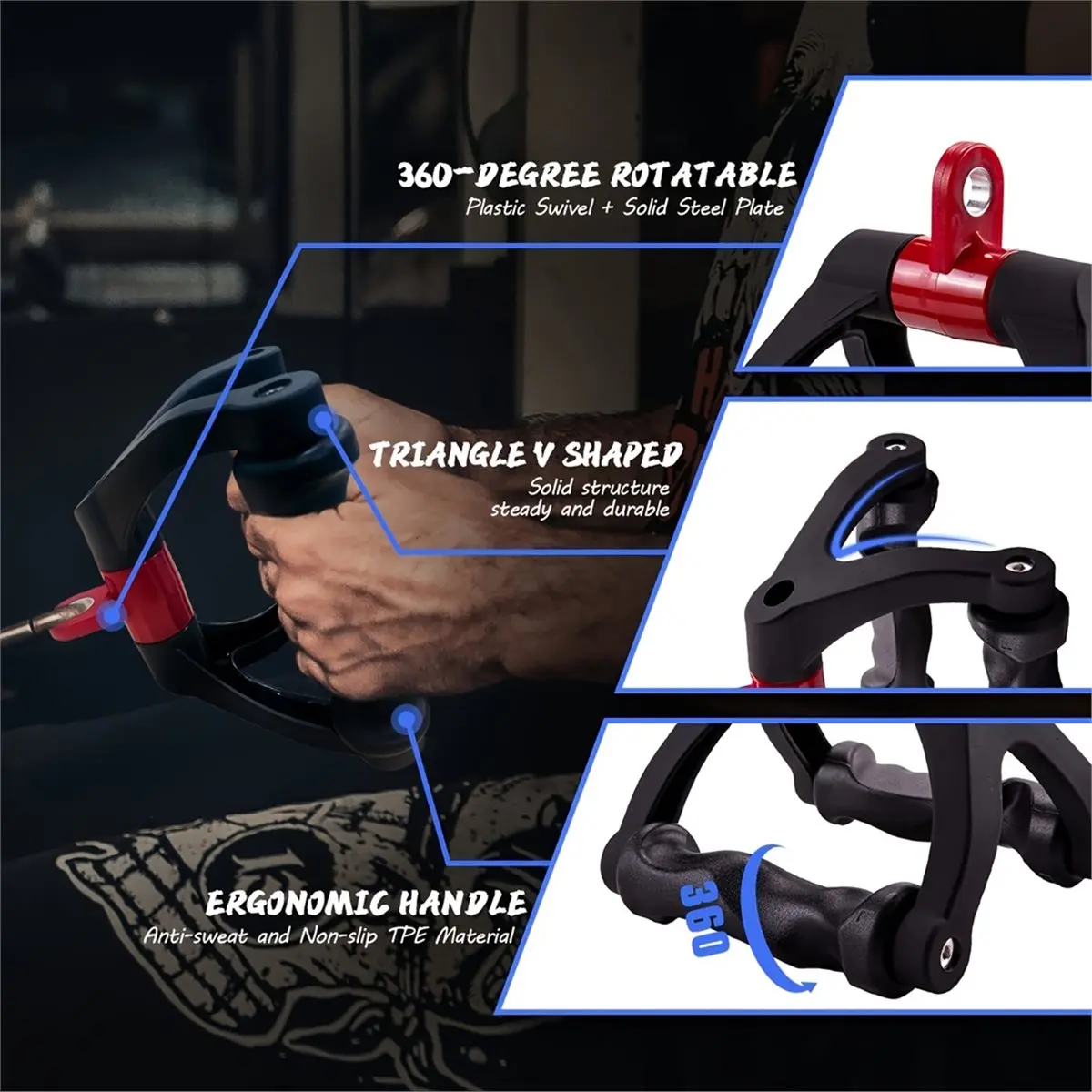 828 Mega Sale: Антропоморфная V-образная рукоятка для проводных тренажеров — двойной D-образный дизайн, материал, идеально подходит для тяги и силовых тренировок