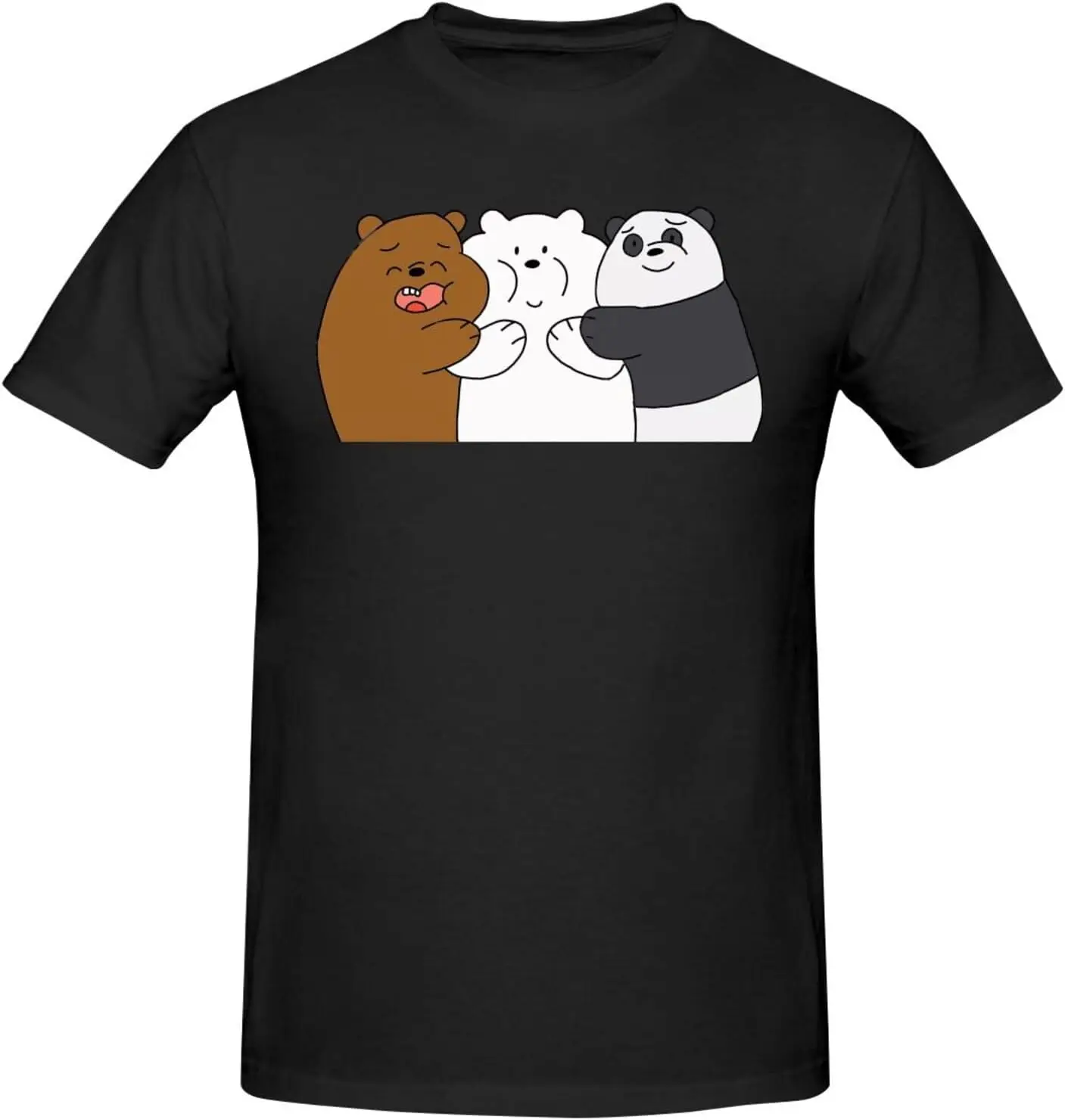 

We and Bare and Bears Men's Cotton Short Sleeve T-Shirt Crew Neck Plain Casual Sport T-Shirt Black