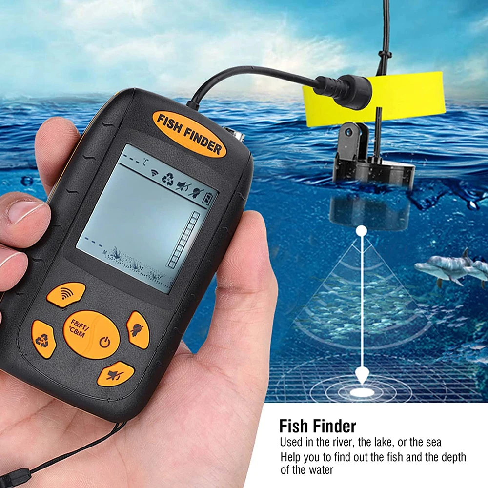 Portable Sonar LCD Wired Fish Finders Fishing Tools Echo Sounder Fishing Finder  with temperature display