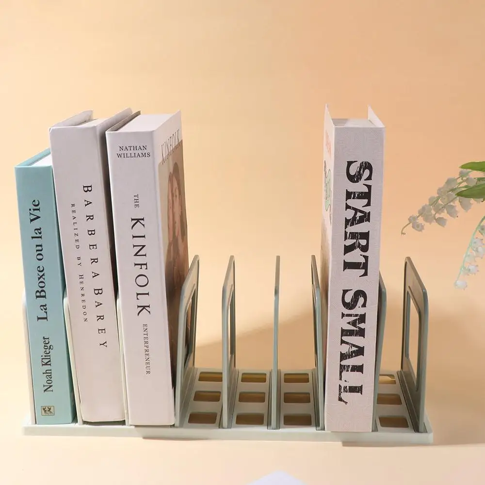 Adjustable Detachable Bookends Dividers Non-slip Vertical Book Holder Easy To Install Gradient color File Storage Bookshelf