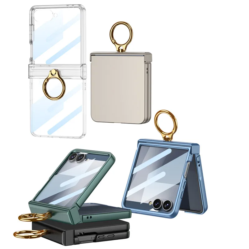 

Для Samsung Z Flip 7 6 5 Чехол-держатель с кольцом Защитный шарнир Ультратонкий защитный чехол для экрана ПК для Galaxy Z Flip7 Flip6 Flip5