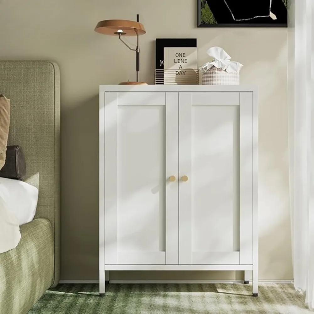 

Metal Bathroom loor Storage Cabinet,Small Storage Sideboard with 2 Doand 2 Adjustable Shelves, 12" Small CabiWhite reestanding L