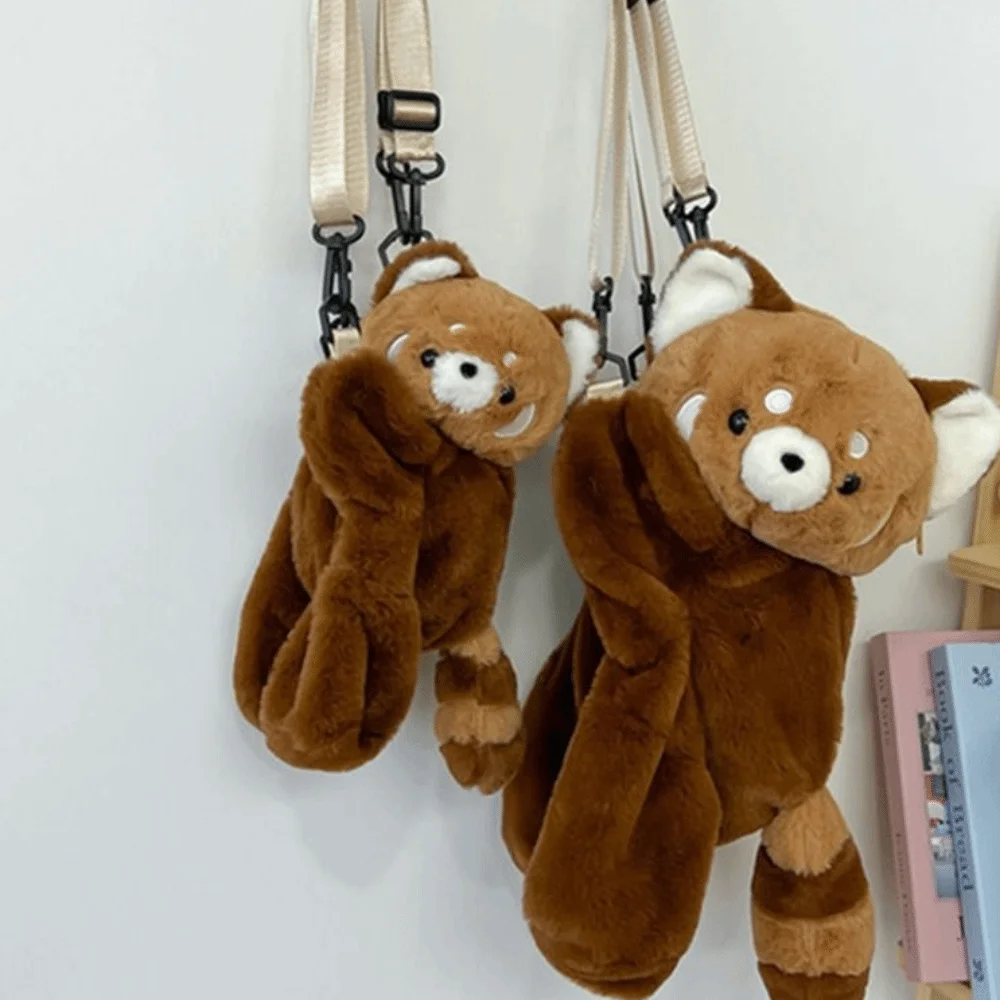 Zachte knuffel wasbeer pop crossbody tas pluche pop kinderen schooltas grote capaciteit JK Lolita dier schoudertas studenten