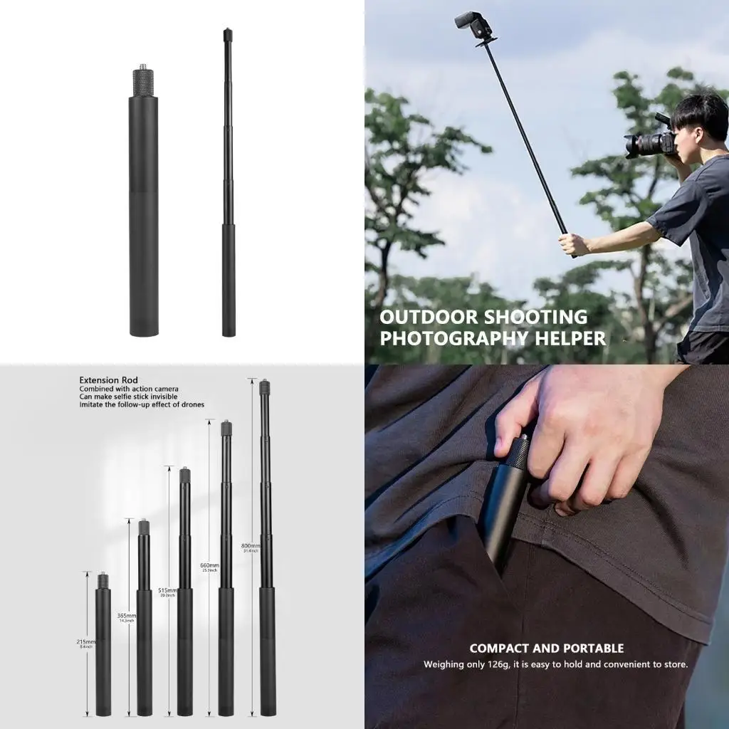 652F Camera Extension Rod Spring Loaded Damping Structure Aviation AluminumFor Action Camera Stability