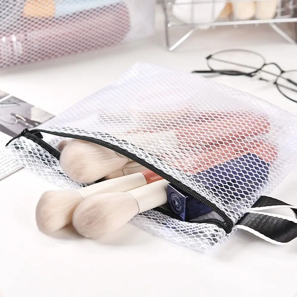 Transparent Mesh Storage Bag Zipper Coin Purse ID Credit Card Lipstick Makeup Bag File Bag Travel Organizer