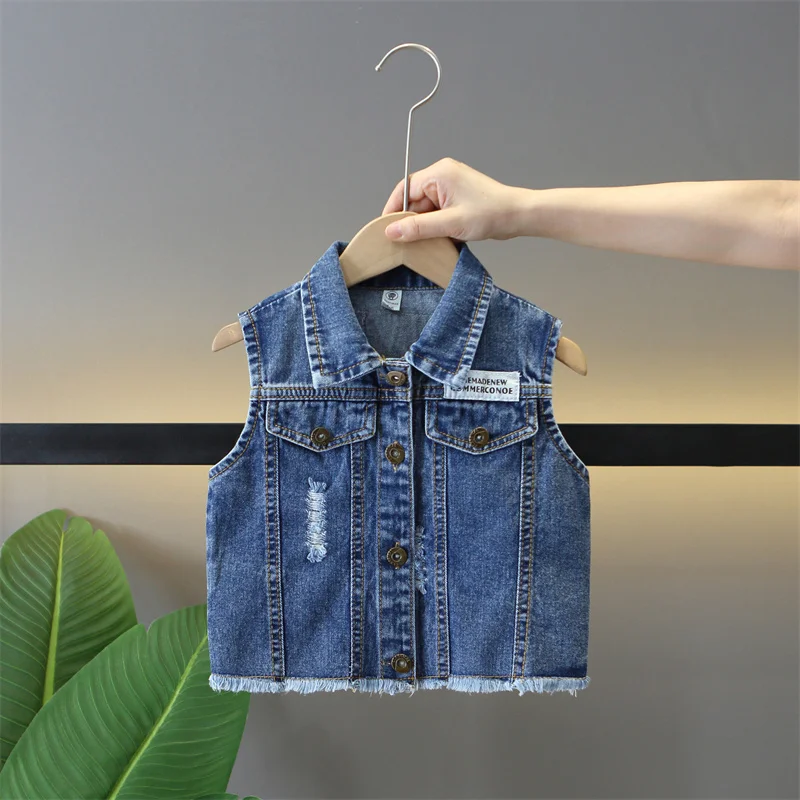 Boys' denim vest, children's internet celebrity, explosive street wear, baby vest, new handsome children's clothing Korean versi