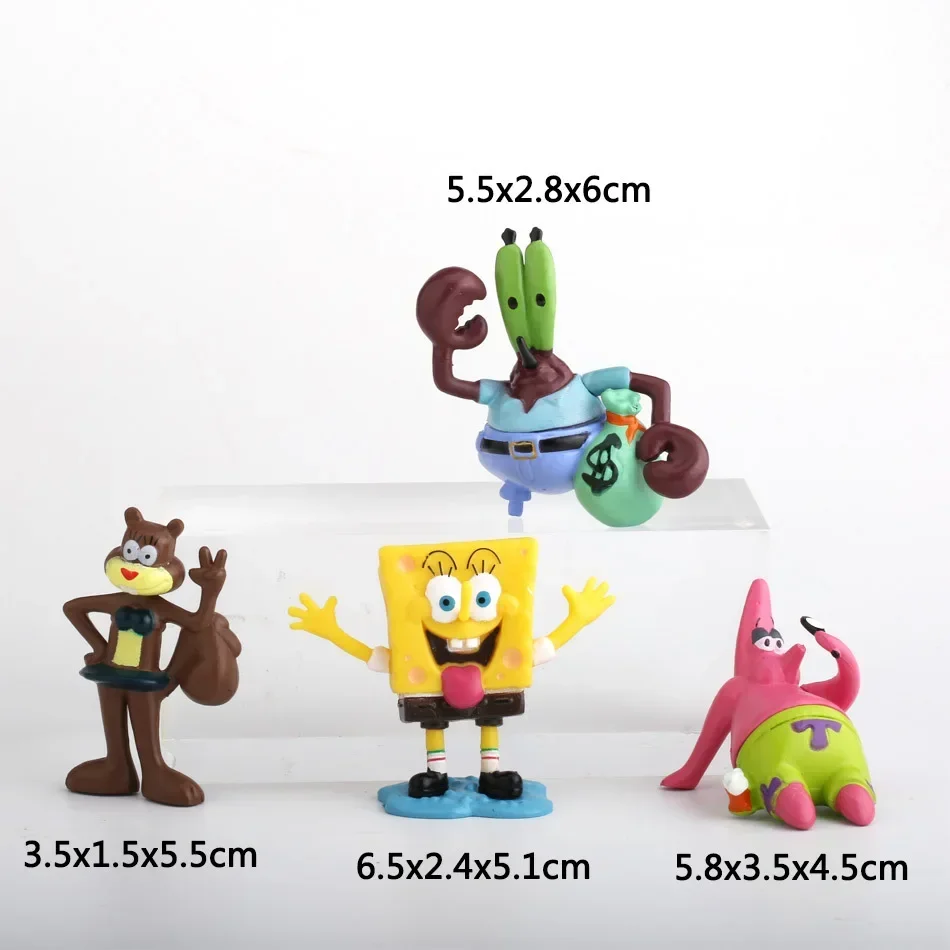 8pcsAnimation Kawaii Sponges Bobs Patrick Star Figure Toys Cartoon Sponge Bobs Bobs Figure Toys for Children Xmas gift