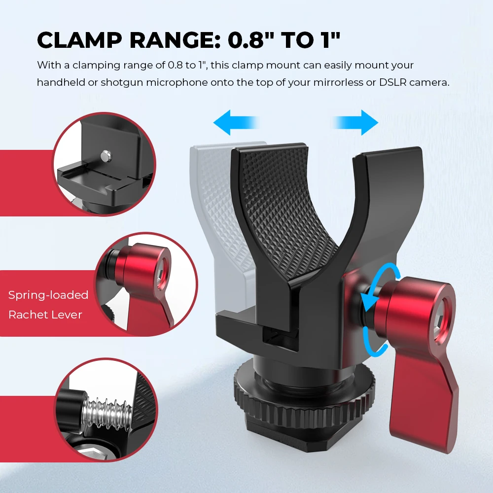 CAMVATE-Clip para micrófono, abrazadera de cangrejo con soporte de zapata fría, orificios de rosca de 1/4 "-20 para cámara DSLR, trípode sin espejo, plataforma de vídeo