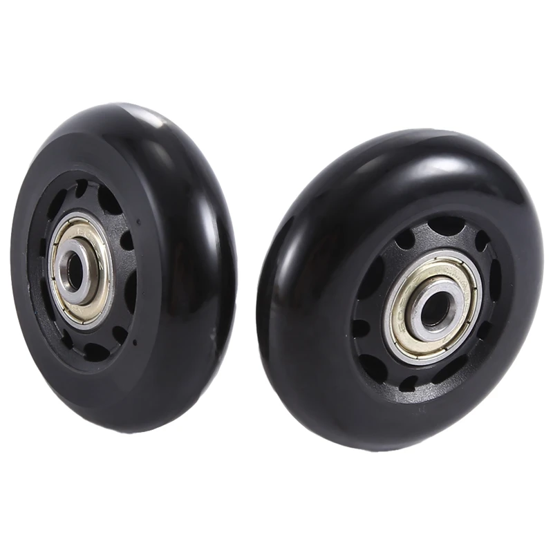 Set Of 2 Luggage Suitcase Replacement Wheels Swivel Caster Wheels Black Eco-Friendly PU+Carbon Steel Bearings Repair Kits