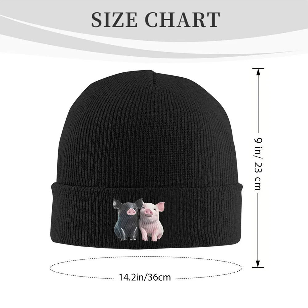 Two Pigs Print Unisex Knit Beanie Hat Soft Winter Warm Casual Skull Cap for Fall Christmas Thanksgiving