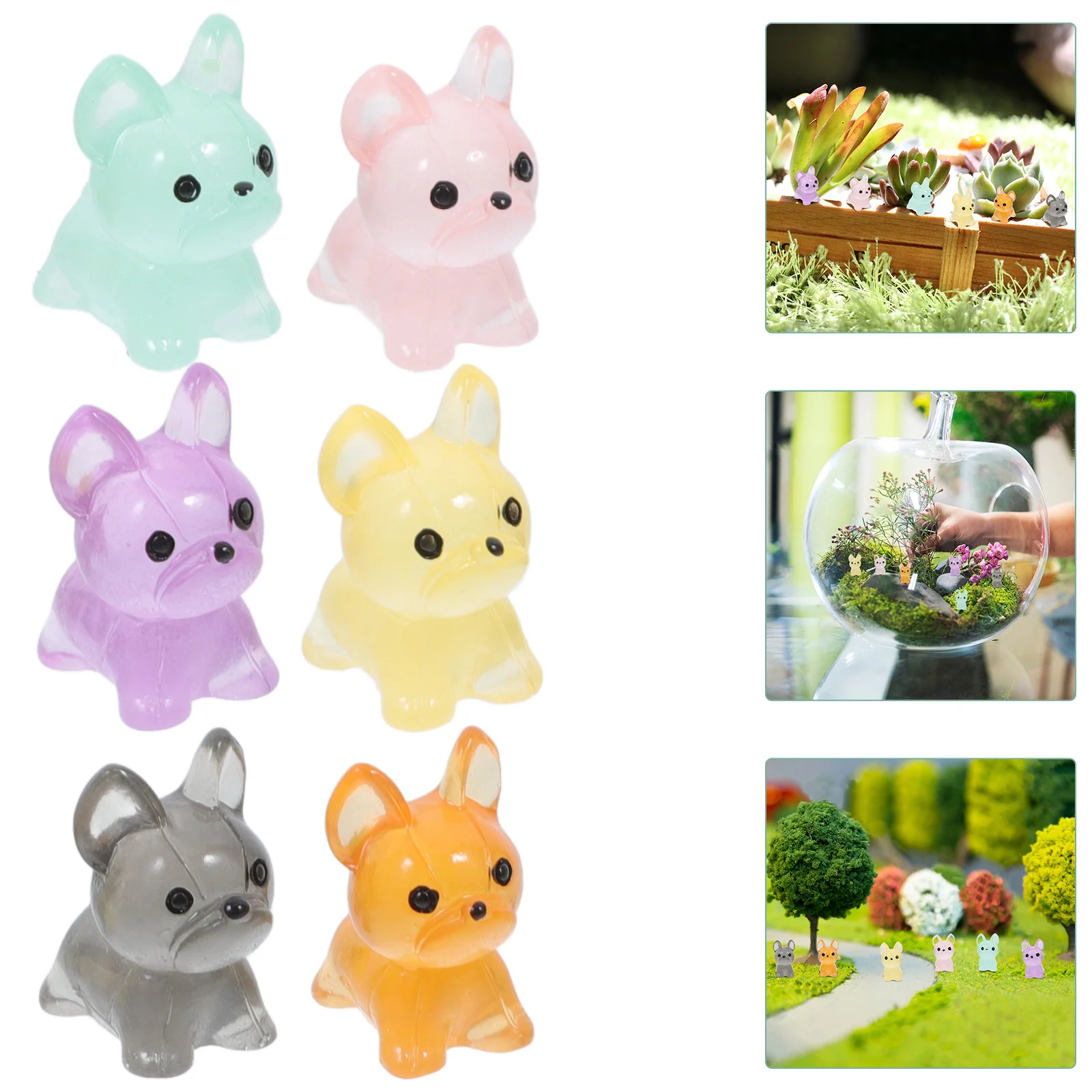 

12pcs Glow In The Dark Mini Dog Figurines Resin Puppy Statues For Garden Micro Landscape Succulents Tiny Animal Ornament