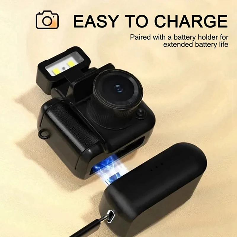 كاميرا صغيرة على طراز SLR Cmos مع ضوء فلاش وقاعدة شحن مسجل فيديو محمول DV 1080P مع شاشة LCD B