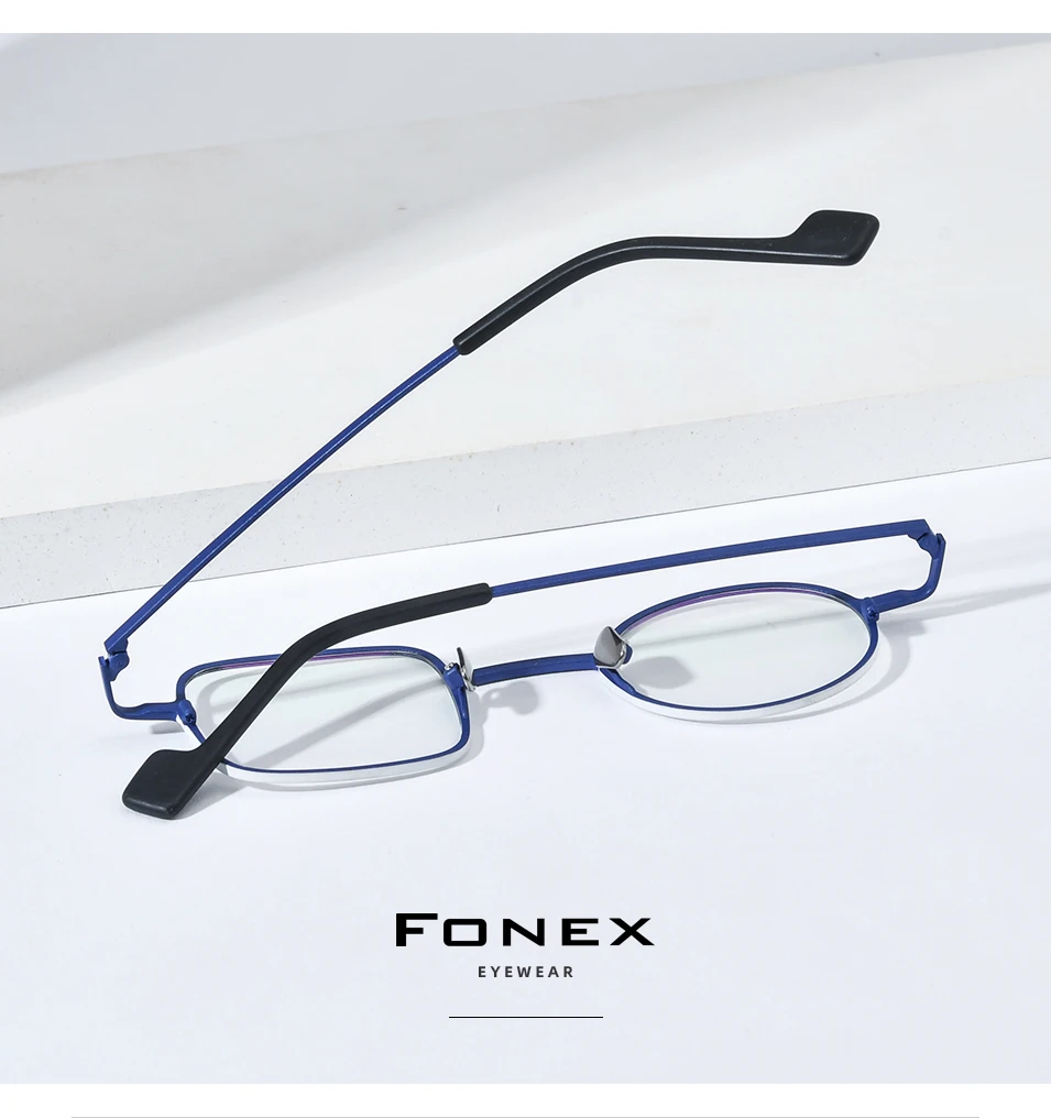 FONEX Reines Titan Brille Rahmen Frauen 2025, Neue Mode Marke Design Unregelmäßige Brillen Männer Ultraleicht Japanische Brillen 85801 – Detail 14