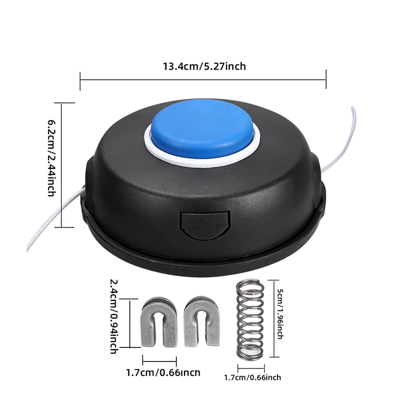 MICROGUO M12x1.75 رأس قاطع العشب مع حلقة زنبركية وحبل، ضغط خفيف لتحرير الحبل، مقاوم لدرجات الحرارة العالية، مناسب