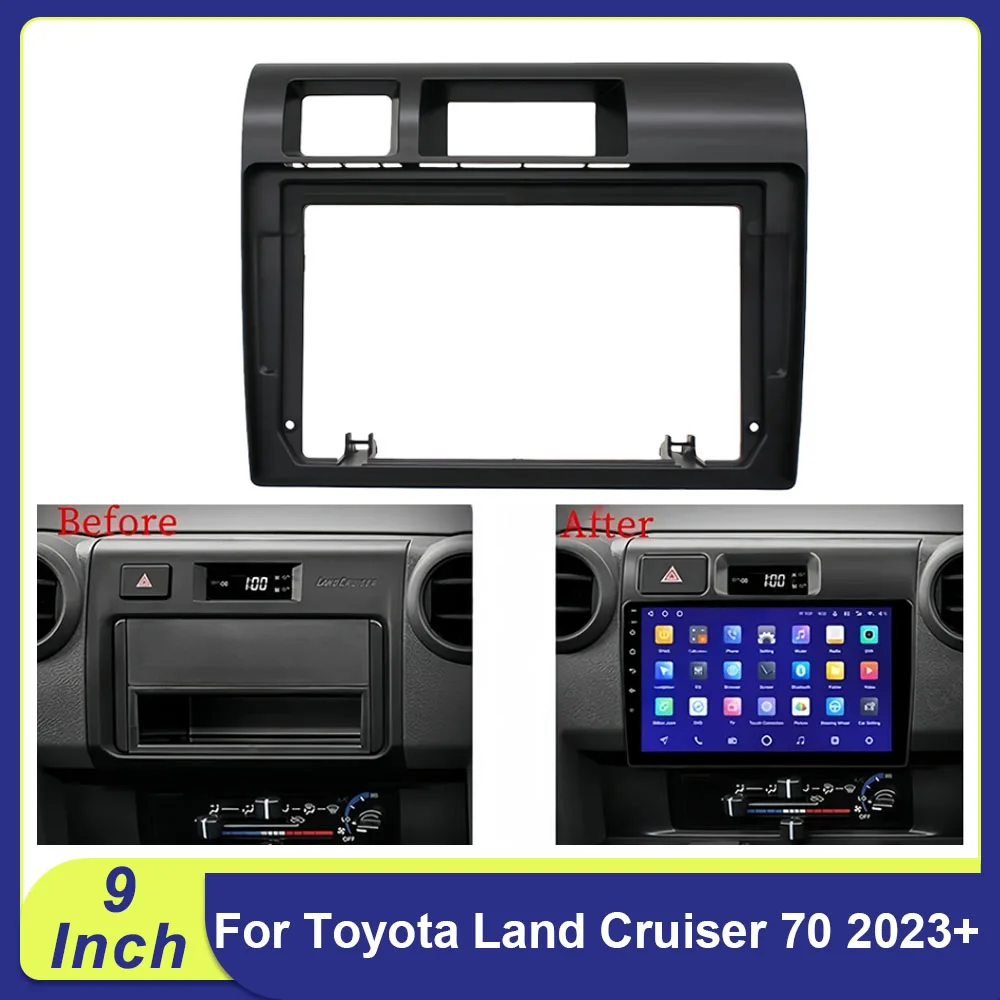 

9 Inch For Toyota Land Cruiser 70 2023+ RHD 2DIN Car Frame Fascia Adapter Android Radio Dash Fitting Panel Kit