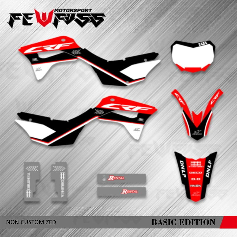 Fewfuss Graphics Backgrounds Decal Stickers Kit for CRF 125 F CRF125F 2019 2020 2021 Number Name Background Custom