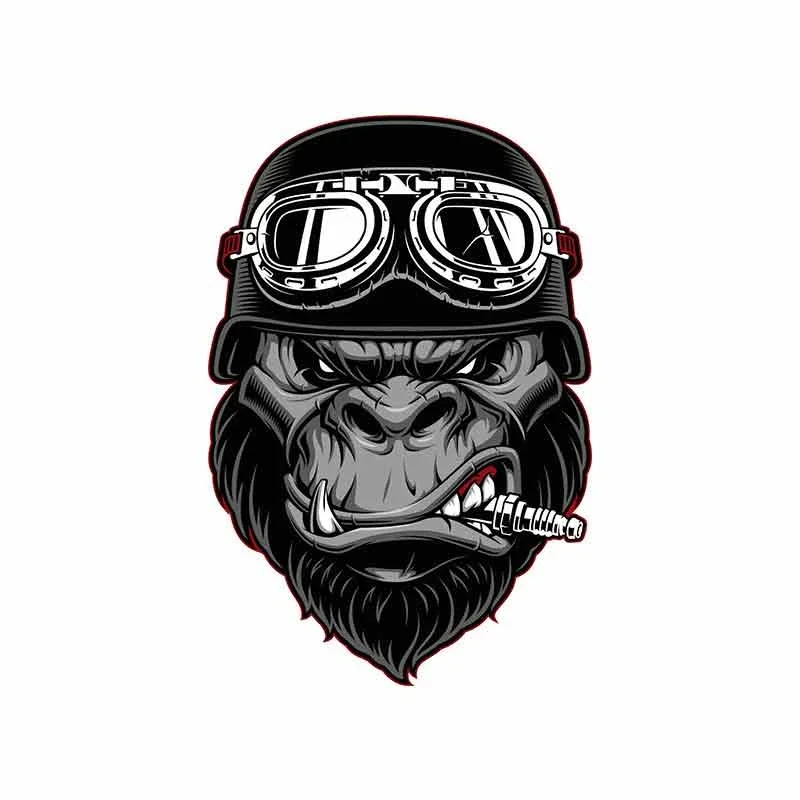 Car Sticker Gorilla Cycling Cartoon Car Sticker Helmet Motorcycle Vinyl PVC Waterproof Sunscreen 15cm