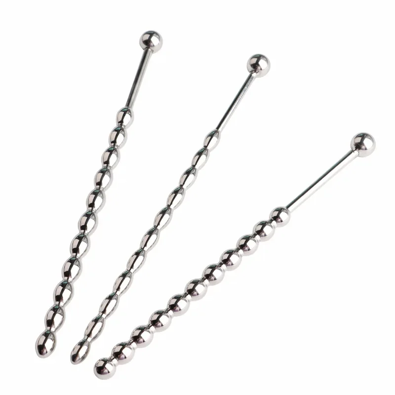 Penis Plug Gourd shape Metal Beads Stainless Steel Urethral Catheter Urethra Dilation Sounding Sex Toy Beaded Insert Rods