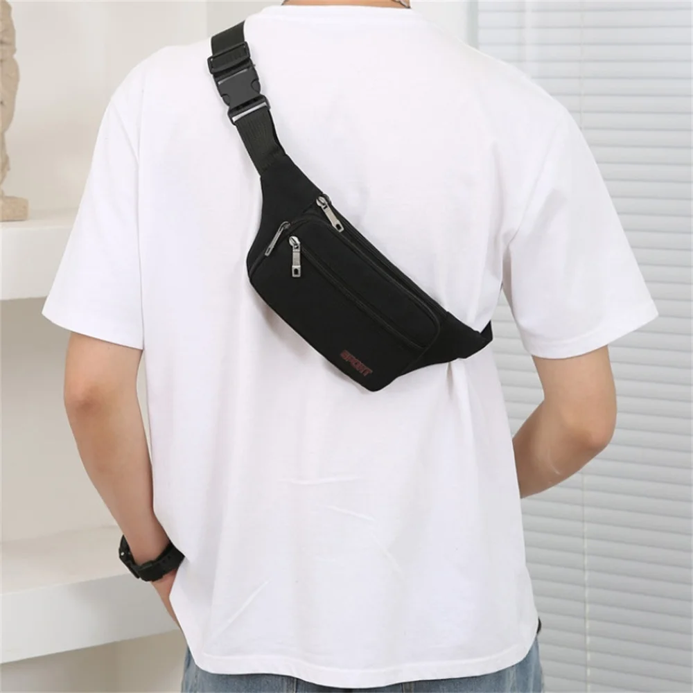 Fashion Sports Men's Retro Canvas Waist Bag Business Bag Slanting Bag  Women and Men Chest Bag Cell Phone Multi Zipper Rucksack