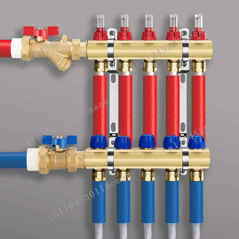 Floor Heating Water Divider, HVAC Brass Water Divider, Dual Supply Water Divider