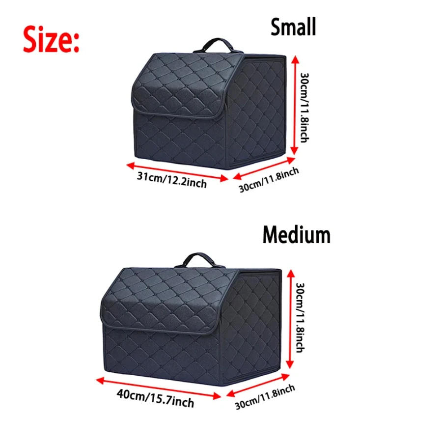 1Pcs Large Capacity Car Trunk Organizer Box Auto Multiuse Tools Storage Bag Stowing Tidying Leather Folding For Storage Box