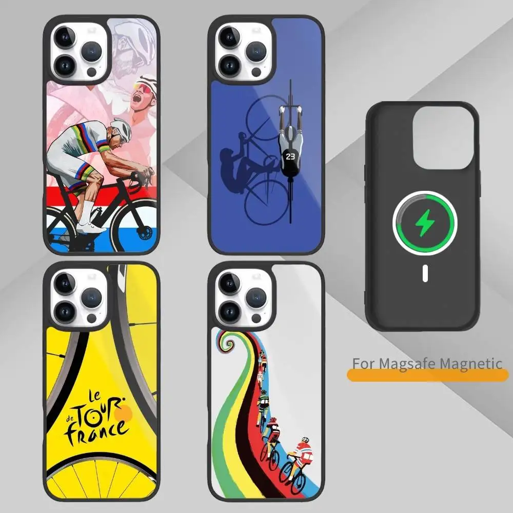 

Tour De F-France Bicycle Exercise Phone Case For iPhone17,16,15,14,13 Plus,Pro Max Magnetic For Magsafe Wireless Charging