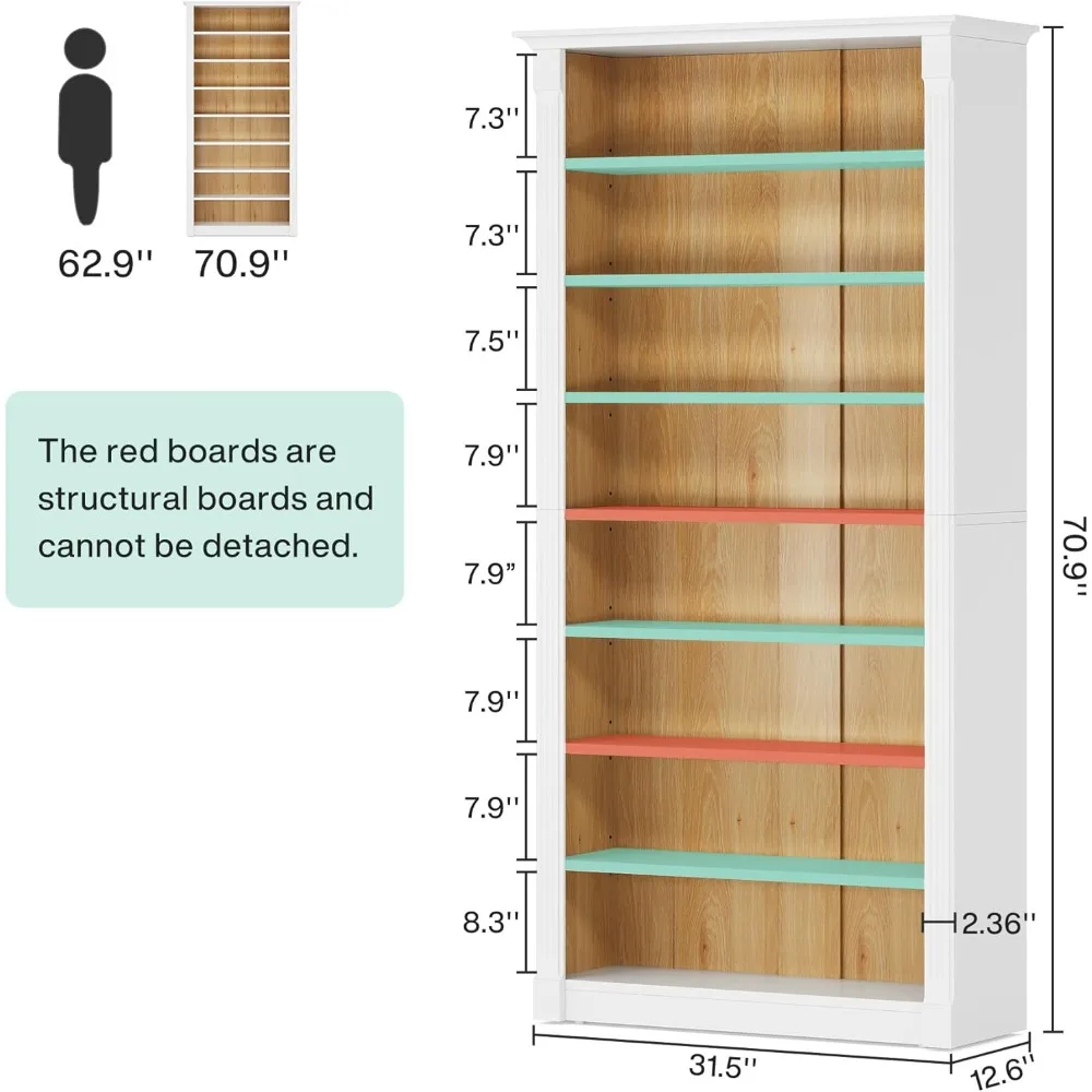 8-Tier Shoe Rack, Wooden Freestanding Shoe Storage Cabinet for 32-40 Pairs, 70.9-Inch Tall Shoe Organizer Shelf for Entryway