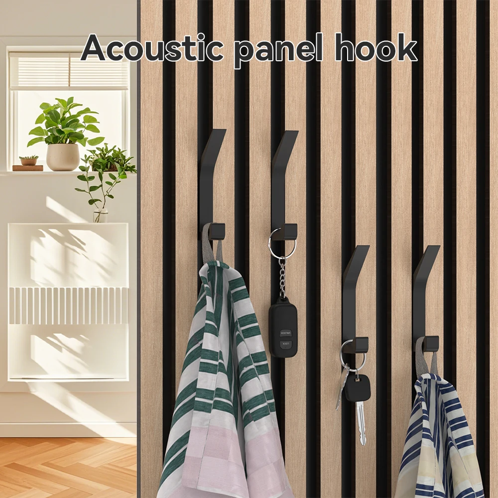4 Soundproof Panel Hooks - No-drill coat hooks for soundproof panels and acoustic panels, practical hooks for home studios and o