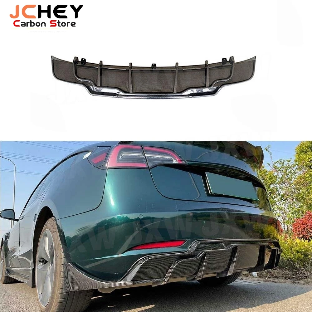 JCHEY ABS Gloss Black Car Rear Bumper Lip Diffuser Splitters Spoiler For Tesla Model 3 2016-2022 Body Kits