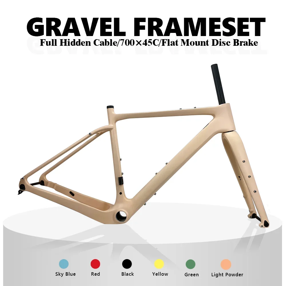 New Carbon Gravel Frame 700C Bike Frame BB386 Gravel frame disc brake gravel bicycle frameset carbon frame road bike powde