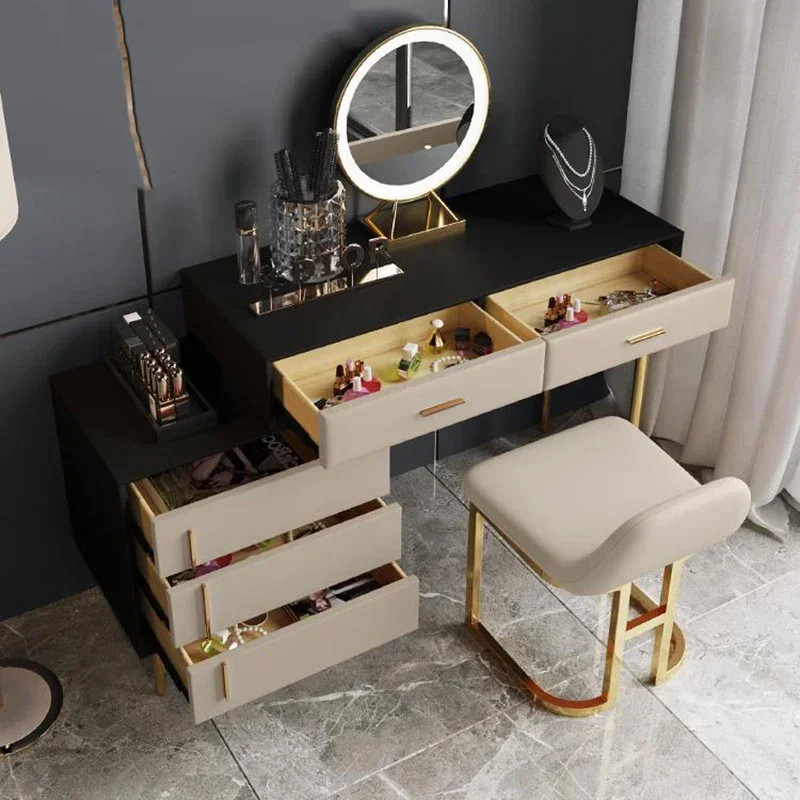 

Home Furniture Woman Dressing Table Salon Bedroom Luxury Makeup Modern Vanity Desk Bedside Dresser Items Vestidores Hotel Chair