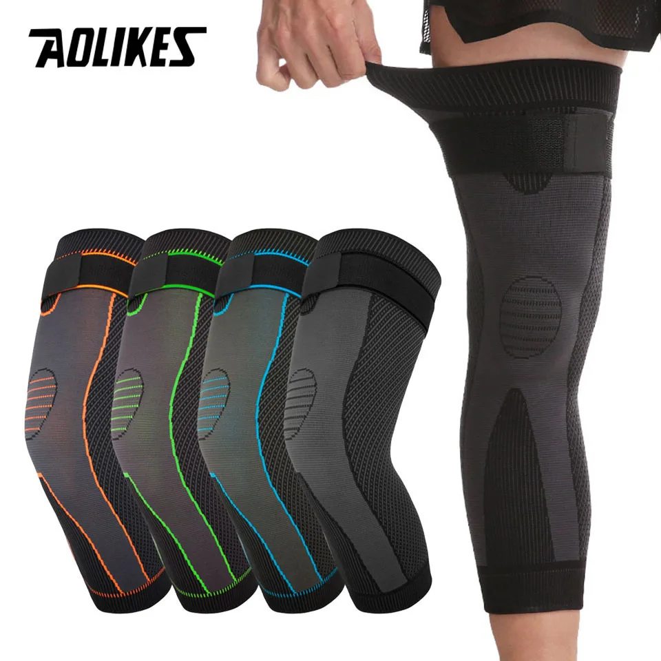 AOLIKES 1PCS Sports Knee Brace Long Sleeve Cycling Running Workout Gym Sports Knee Pad Fitness Compression Knee Support