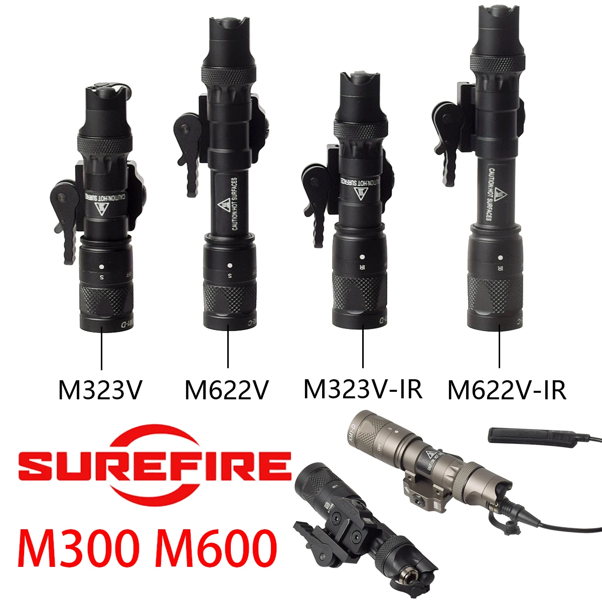 SureFire M300 M600 M340 M640DF M600DF M323V M622V Scout Tacitcal Flashlight Airsoft 20mm Rail 600 Lumen Metal High Power Light