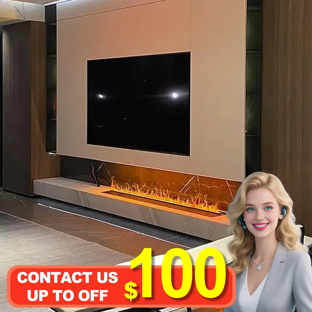 

Современный встроенный бесшумный водяной паровой электрический камин, увлажнитель для гостиной, имитация пламени, 3D распылительный камин