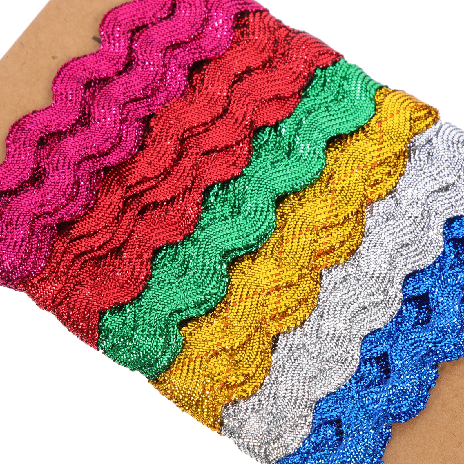 

2pcs Colorful Wave Ribbon Wavy Trim Sewing Material For Diy Clothing Decor Craft Projects Gift Packaging Trimming