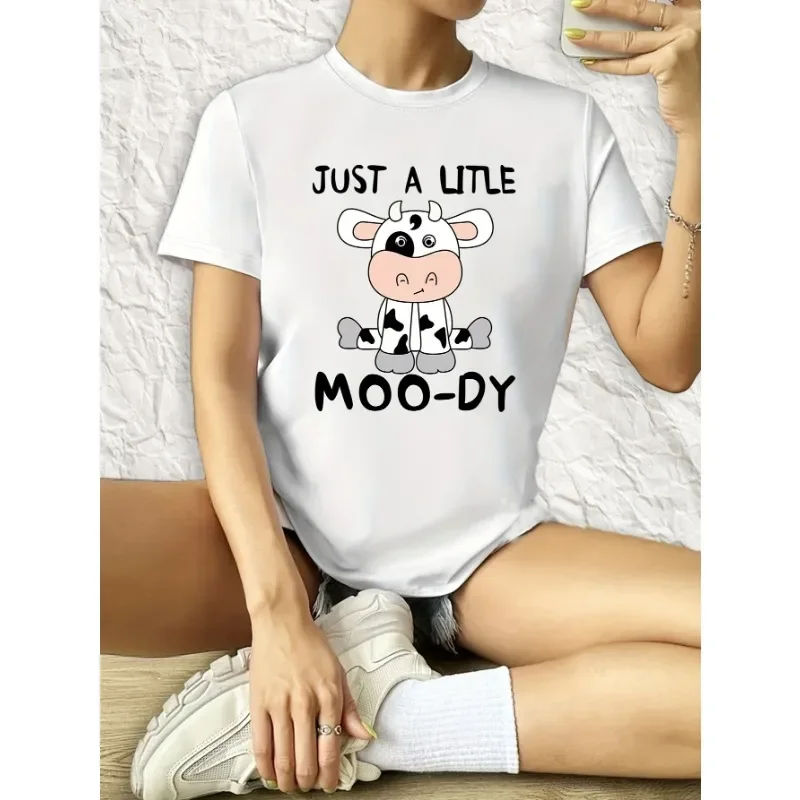 Cow T Shirt Print Women Female Harajuku Clothes Tee Korean Ulzzang T-shirt 90s Kawaii Shirts Femme Tshirt Printed Cartoon Top