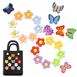 16PCS Silicone Beach Bag Charms Cute Flower Butterfly Decorative Buckle Rubber Storage Basket Insert Charm Beach Bag Accessories