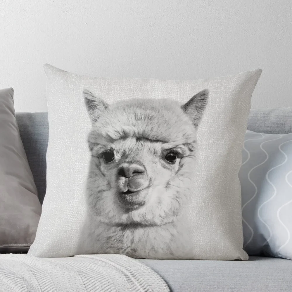 

Alpaca - Black & White Throw Pillow Cushions For Decorative Sofa Christmas Cushion For Home Decorative Cushion Cover