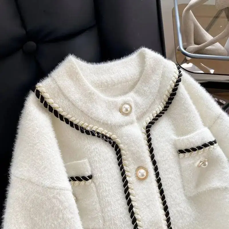 Modische, vielseitige Jacke, lockere Frühlings- und Herbst-Neue Strickjacke